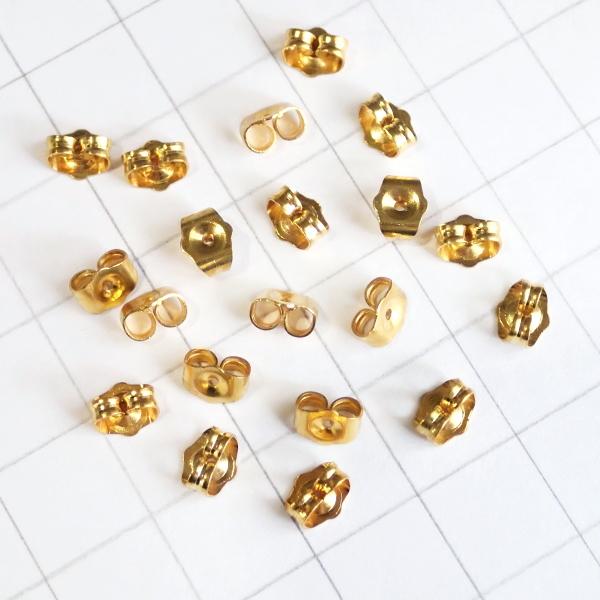 4165-《イヤーパーツ》　ピアスキャッチ　金色　４×６mm　２０個/１セット