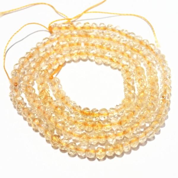 4214-《天然石　1連売り》　シトリン　ロンデルカット　平均３．５x２．５mm　1本約４０cm