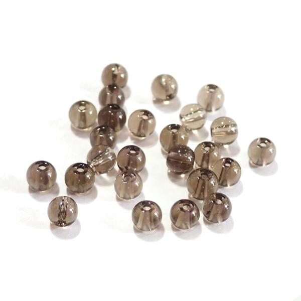 4272-天然石 4mm丸玉 スモーキークオーツ 25粒