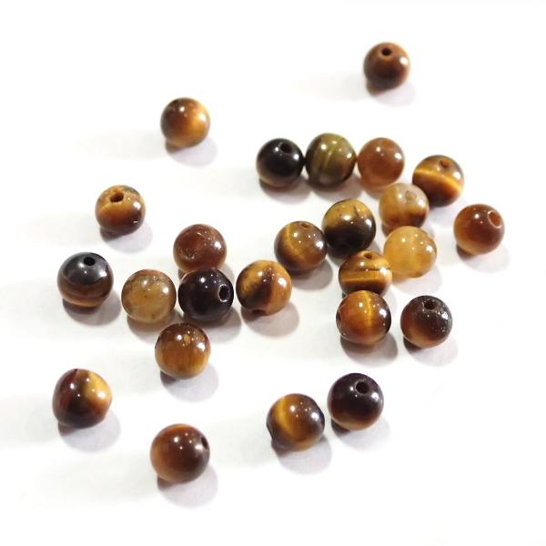 4274-天然石 4mm丸玉 タイガーアイ 25粒