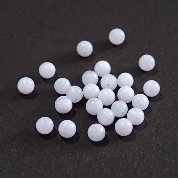 4276-天然石 4mm丸玉 ブルーレースアゲート 25粒