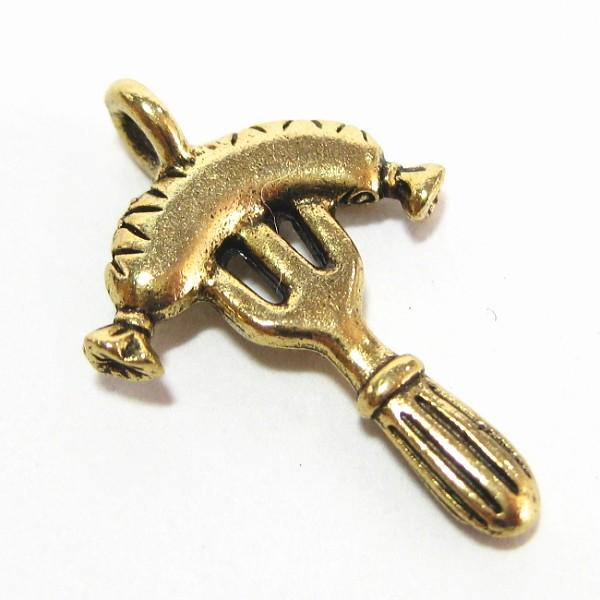 4404-【ＮＹピューター】　ソーセージ　チャーム　金古美　１９mm　５個/１セット