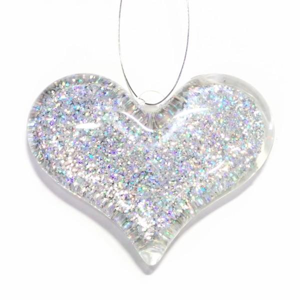 4428-『アクリル』　ラメ入りハートペンダント　５８x４６mm　１個