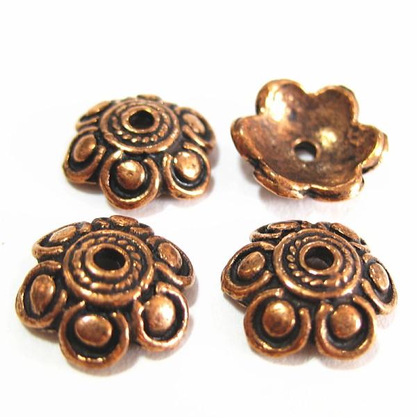 4471-【ＮＹピューター】　ビーズキャップ　銅古美　１０-１２mm最適　４個入りｘ５パックセット