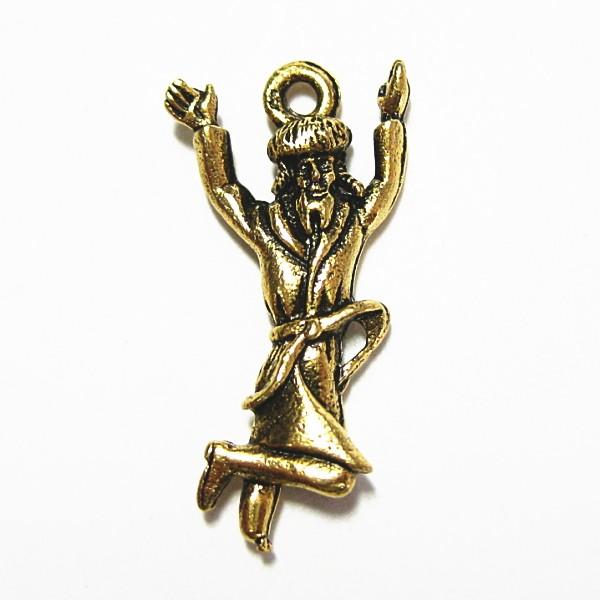 4517-【ＮＹピューター】　万歳　チャーム　金古美　２４mm　５個/１セット