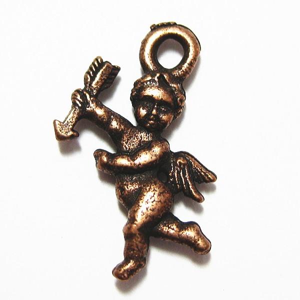 4558-【ＮＹピューター】　エンジェル小　チャーム　銅古美　１３mm　５個/１セット