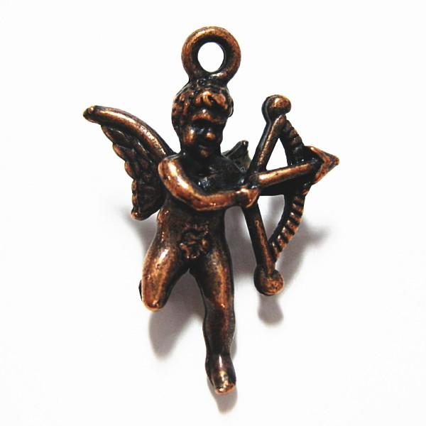 4563-【ＮＹピューター】　キューピット　チャーム　銅古美　２０mm　５個/１セット