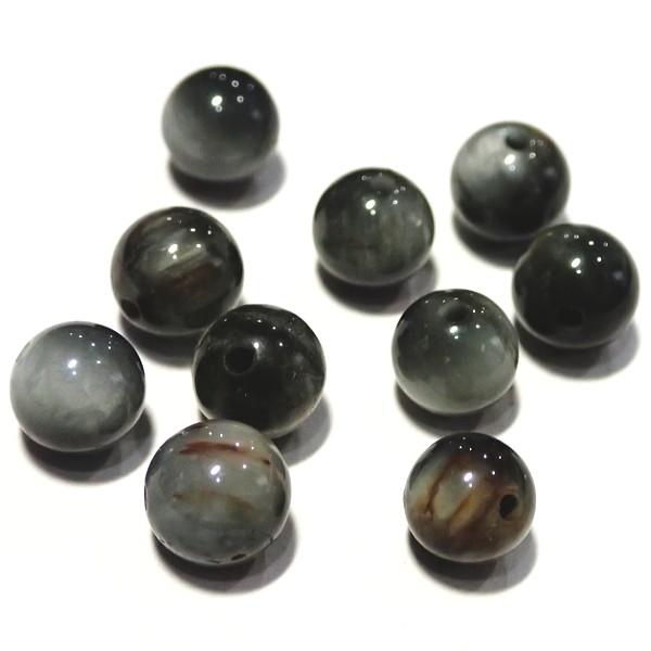 4583-天然石 ６mm　丸玉　イーグルアイ（グレータイガーアイ）　10粒