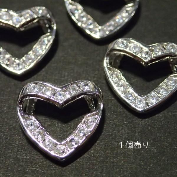 4857-ジルコニア　パーツ　ハート　クリア　１４x１５mm　１個