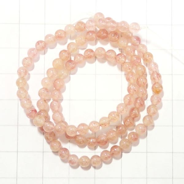 5045-《天然石　1連売り》　草苺石　丸玉４mm　１本約３８cm