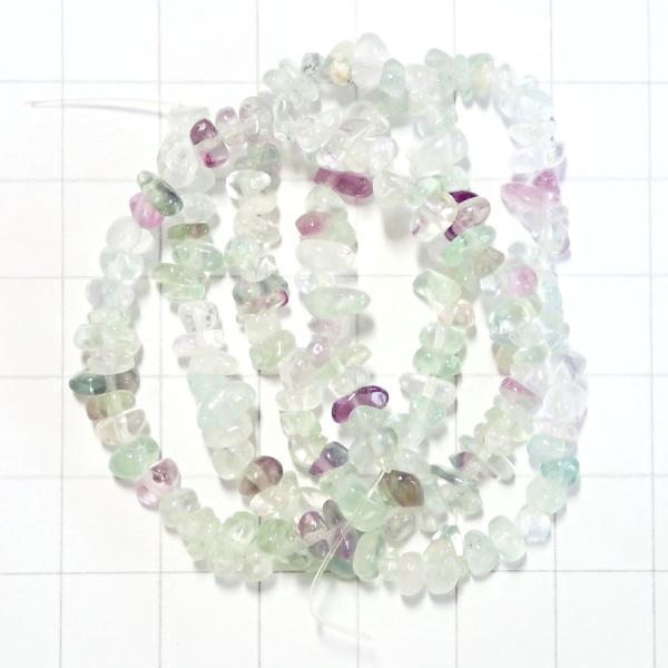 5083-《天然石　ちびころ》　フローライトマルチ　約３９cm/１本