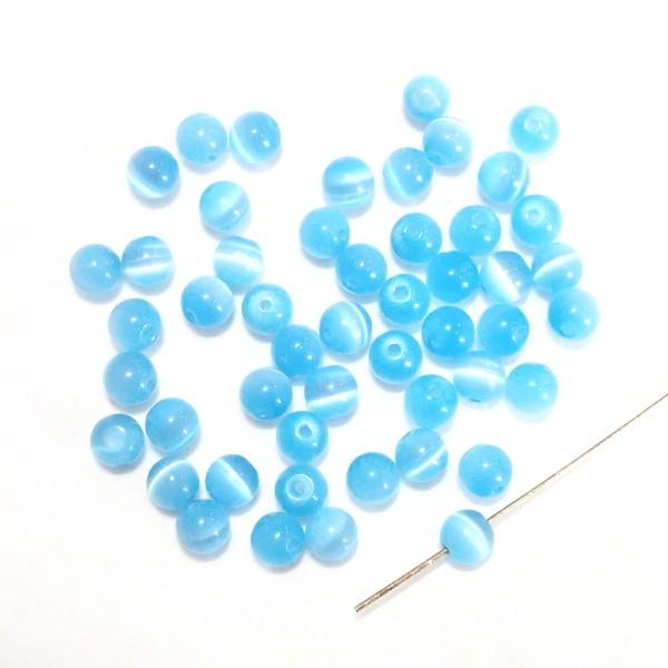 5118-〔キャッツアイ〕　ライトサファイア　４mm　５０個/１パック