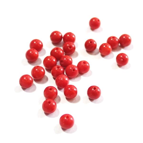 5193-天然石 4mm丸玉 竹珊瑚赤 25粒