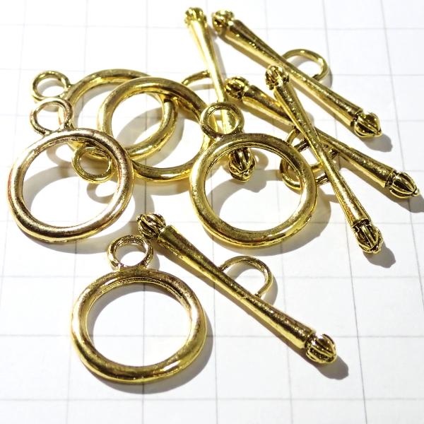 5201-《トグル》　アジアントグル　金色　バーの長さ３６mm　５ペア/１セット