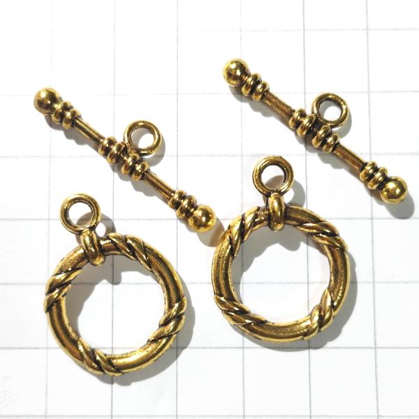 5215-《トグル》　アジアントグル　金色　バーの長さ３４mm　２ペア/１セット