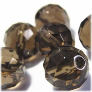 5219-天然石ビーズ 8mmカット丸玉 スモーキークオーツ 6粒