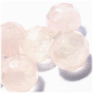 5220-天然石ビーズ 8mmカット丸玉 ローズクオーツ 6粒