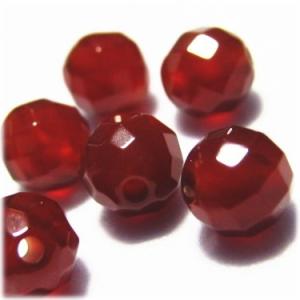 5226-天然石 ビーズ 6mmカット丸玉 レッドアゲート 6粒