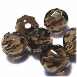 5227-天然石 ビーズ 6mmカット丸玉 スモーキークオーツ 6粒