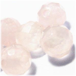5228-天然石 ビーズ 6mmカット丸玉 ローズクオーツ 6粒