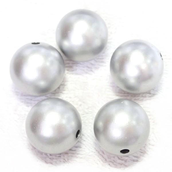 5261-『アクリル』　樹脂ビーズ　シルバー　丸玉　２０mm　５個/１パック