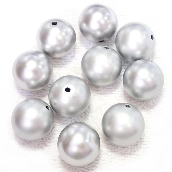 5262-『アクリル』　樹脂ビーズ　シルバー　丸玉　１８mm　１０個/１パック