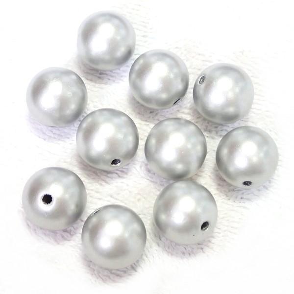 5263-『アクリル』　樹脂ビーズ　シルバー　丸玉　１６mm　１０個/１パック