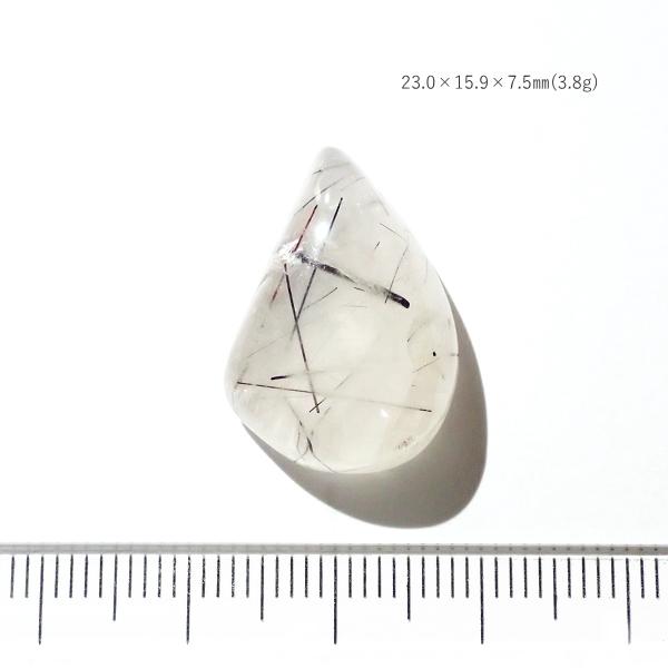 5278-『天然石ルース』　ブラックトルマリン クォーツ（ホール無）　約２３ｘ１６ｘ８ｍｍ（3.8ｇ...