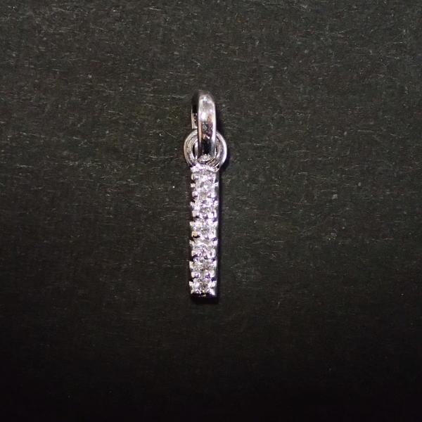 5354-ジルコニア　アルファベット（Ｉ）　クリア　銀色　１１ｘ２．６mm　１個