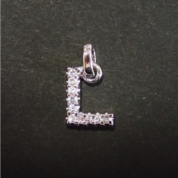 5357-ジルコニア　アルファベット（Ｌ）　クリア　銀色　１０．７ｘ８．６mm　１個