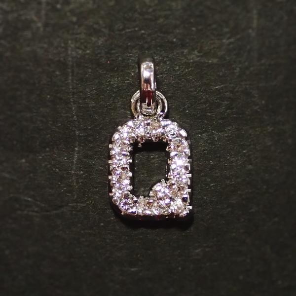 5362-ジルコニア　アルファベット（Ｑ）　クリア　銀色　１０．７ｘ９mm　１個