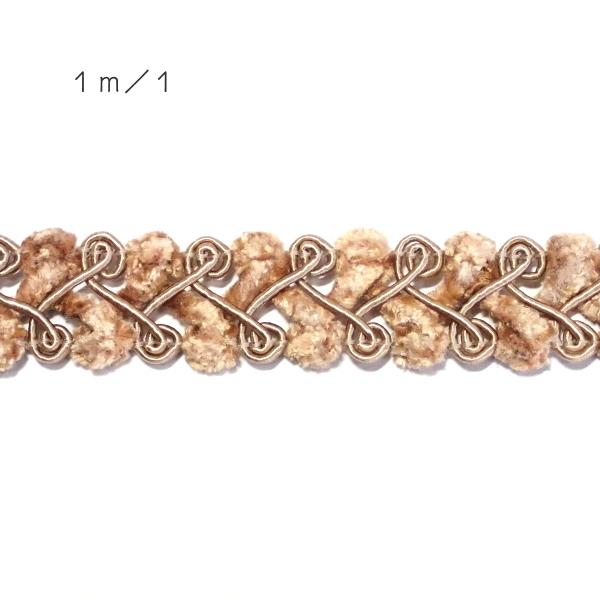 5569-〈ブレード/トリム〉　Chenille ブレードトリム　/taupe　２cm巾　１メートル...