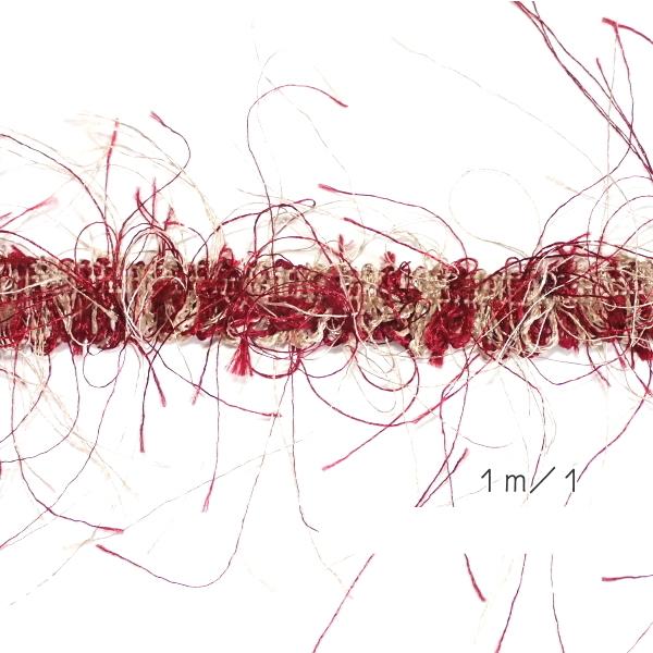 5571-〈ブレード/トリム〉　Eyelash トリム　/Red Beige　ベルト巾１．５cm　１...