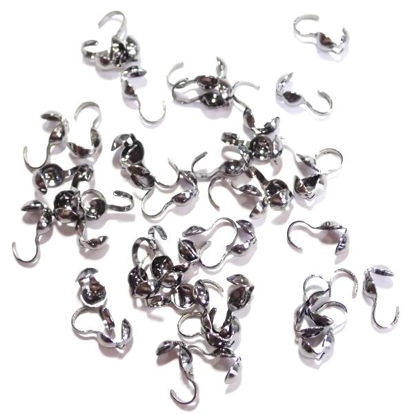 5595-【基本パーツ】　だるまチップ（通常タイプ）　黒銀色　４mm　３０個/１セット