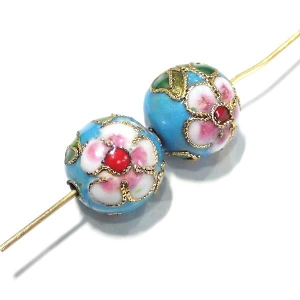 5605-〈七宝ビーズ〉　丸玉　空色　１２mm　２個/１パック