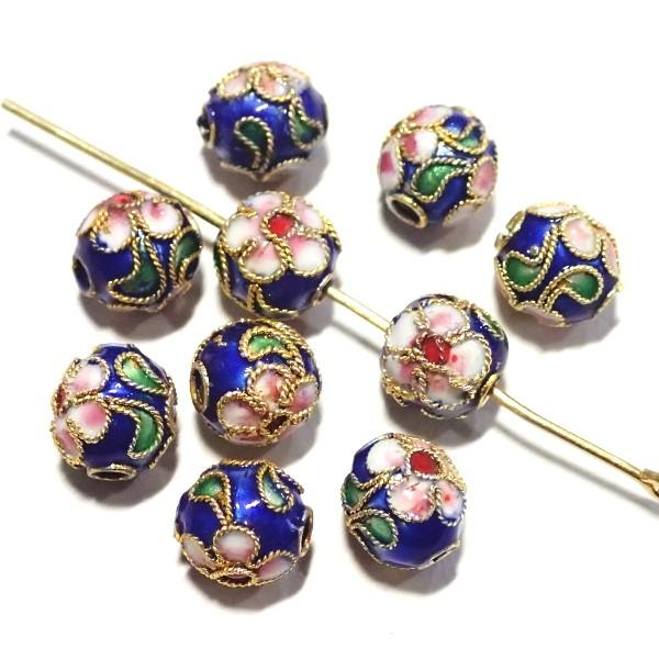 5620-〈七宝ビーズ〉　丸玉　紺色　８mm　１０個/１パック