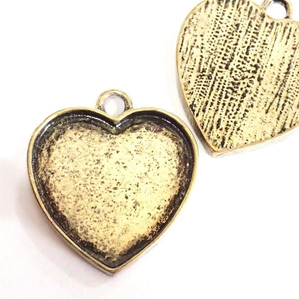 5699-［セッティング］　ミール皿　ハート　真鍮古美　２４mm（内径）　２個/１パック