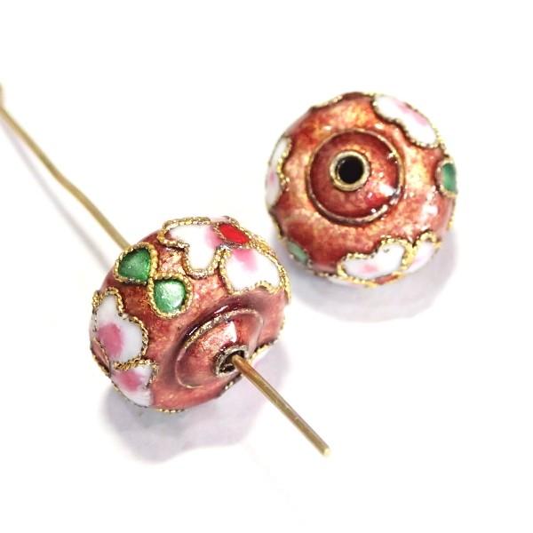 5733-〈七宝ビーズ〉　ＵＦＯ　海老色　１６ｘ１２mm　２個/１パック