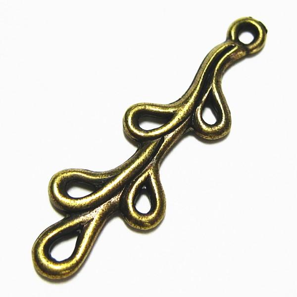 5911-【ＮＹピューター】　コネクター　チャーム　真鍮古美　３０mm　５個/１セット