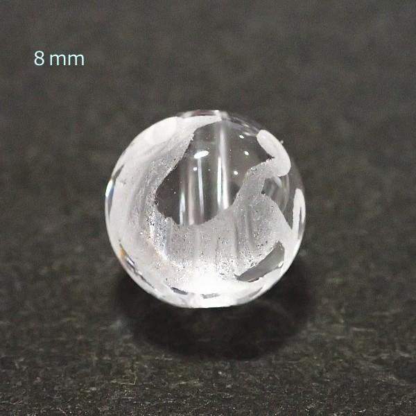 6037-《天然石水晶彫　四神》　白虎-西神　８mm　１個