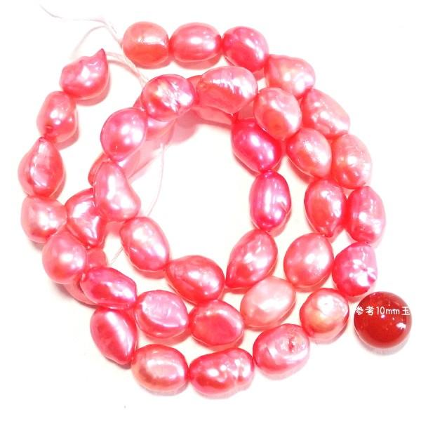 6045-【淡水パール】　ピンク　平均８〜１０mm　約３８cm/１本