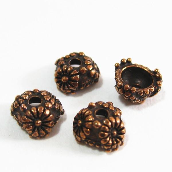 6087-【ＮＹピューター】　ビーズキャップ　銅古美　６mm最適　４個入りｘ５パックセット