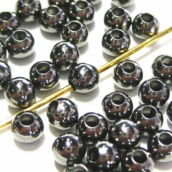 6096-《メタルチャーム・パーツ》　ビーズ徳用　黒色　４mm　約３００個/１セット