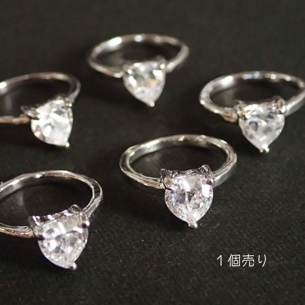 6184-ジルコニア　ドールリング（大）　クリア　ハート　外径１３mm　１個