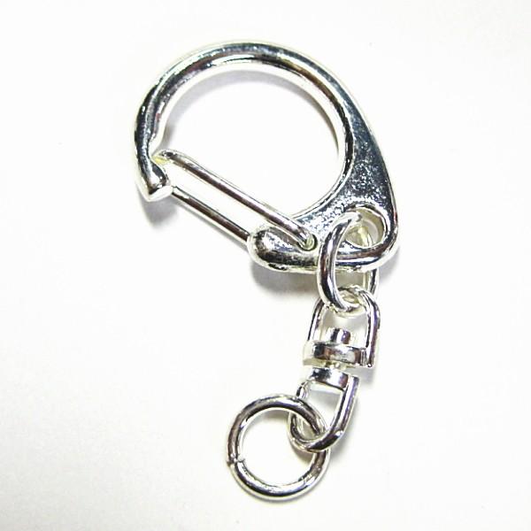6416-【基本パーツ】　キーホルダー　白銀色　１９mm　２個/１セット