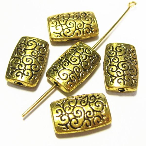 6502-《メタルチャーム・パーツ》　ビーズ　金古美　１５x１２mm　１０個/１セット