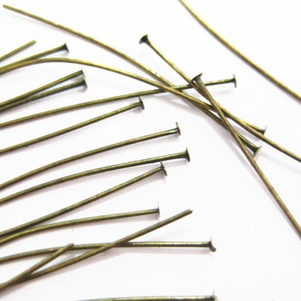 6511-【Ｔピン 太さ0.5mm】 真鍮古美　長さ３２ｍｍ　約５０本/１パック