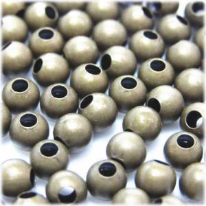 6546-【基本パーツ】メタルビーズ　真鍮古美　4mm丸玉 　約１００個/１セット