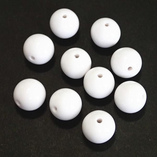 6569-『アクリル』　樹脂ビーズ　ホワイト　丸玉　12mm　１０個/１パック