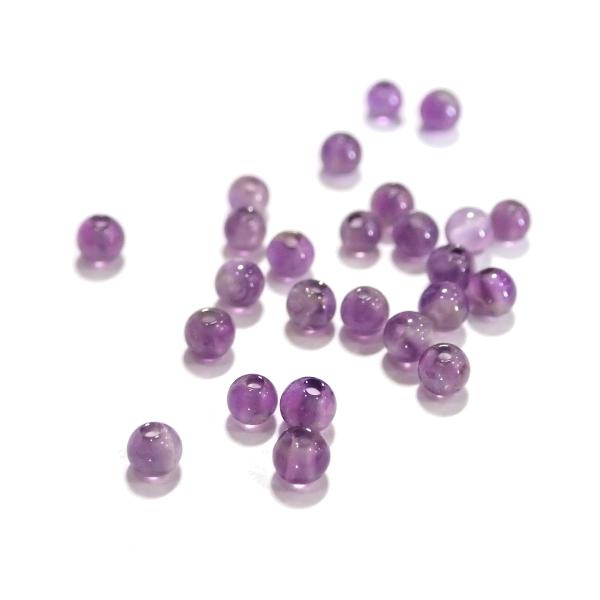 6700-天然石 3mm丸玉 アメジスト 25粒